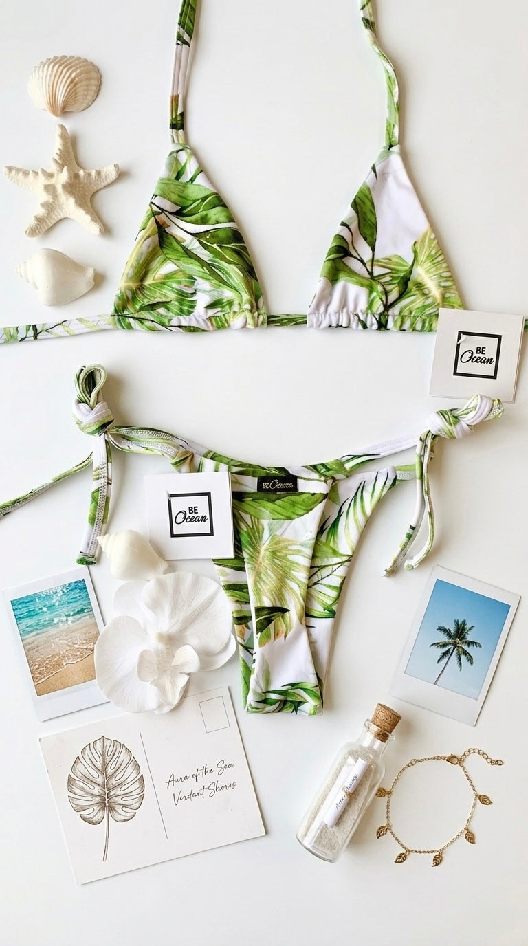 Micro Bikini One-size Thong & Non Padded Triangle Bra Set - PUERTO RICO