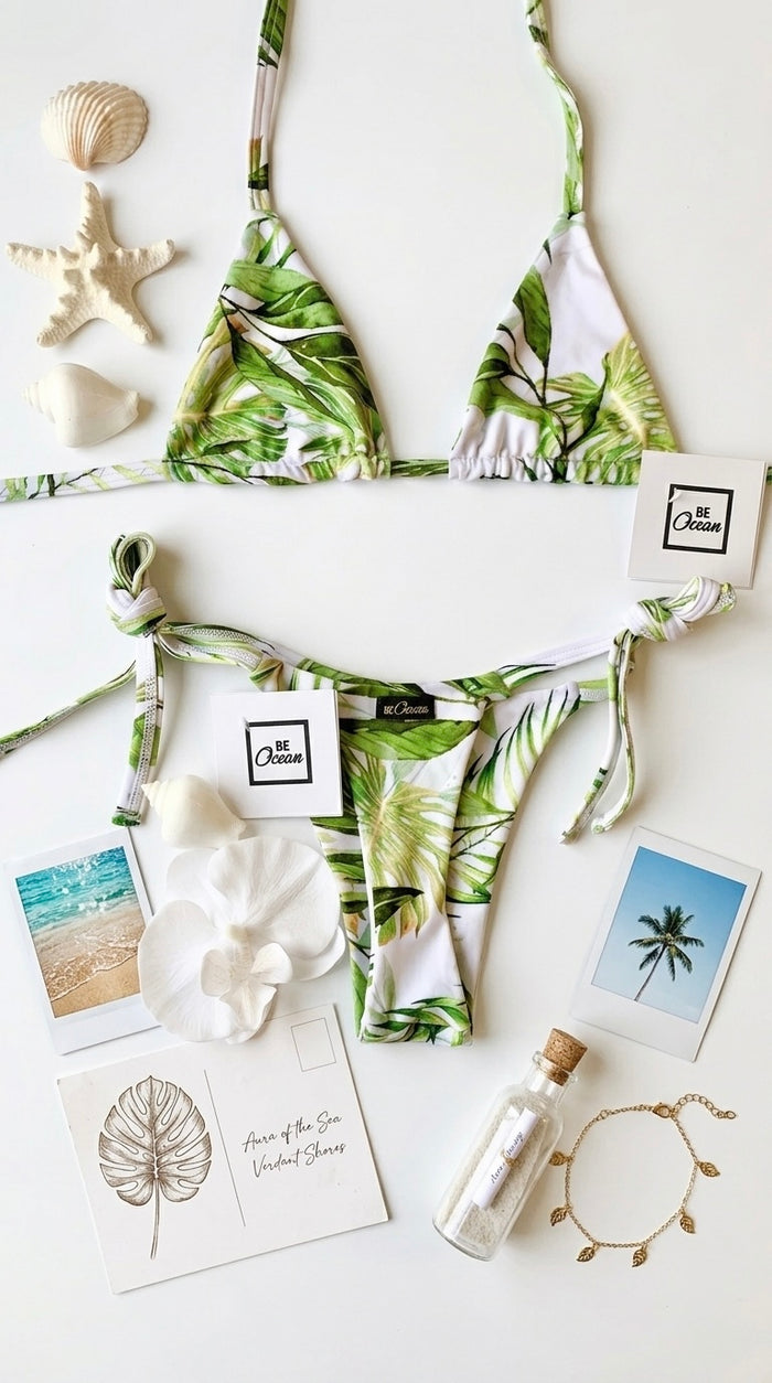 Micro Bikini One-size Thong & Non Padded Triangle Bra Set - PUERTO RICO