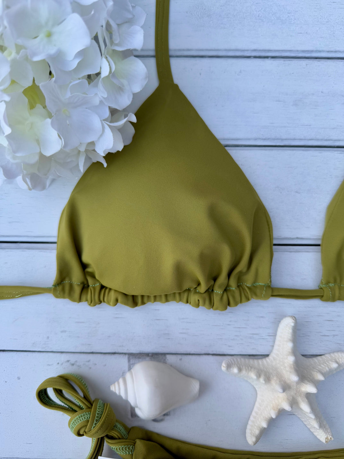 Triangle Thong & Padded Bra Bikini Set - PAMELA OLIVE GREEN