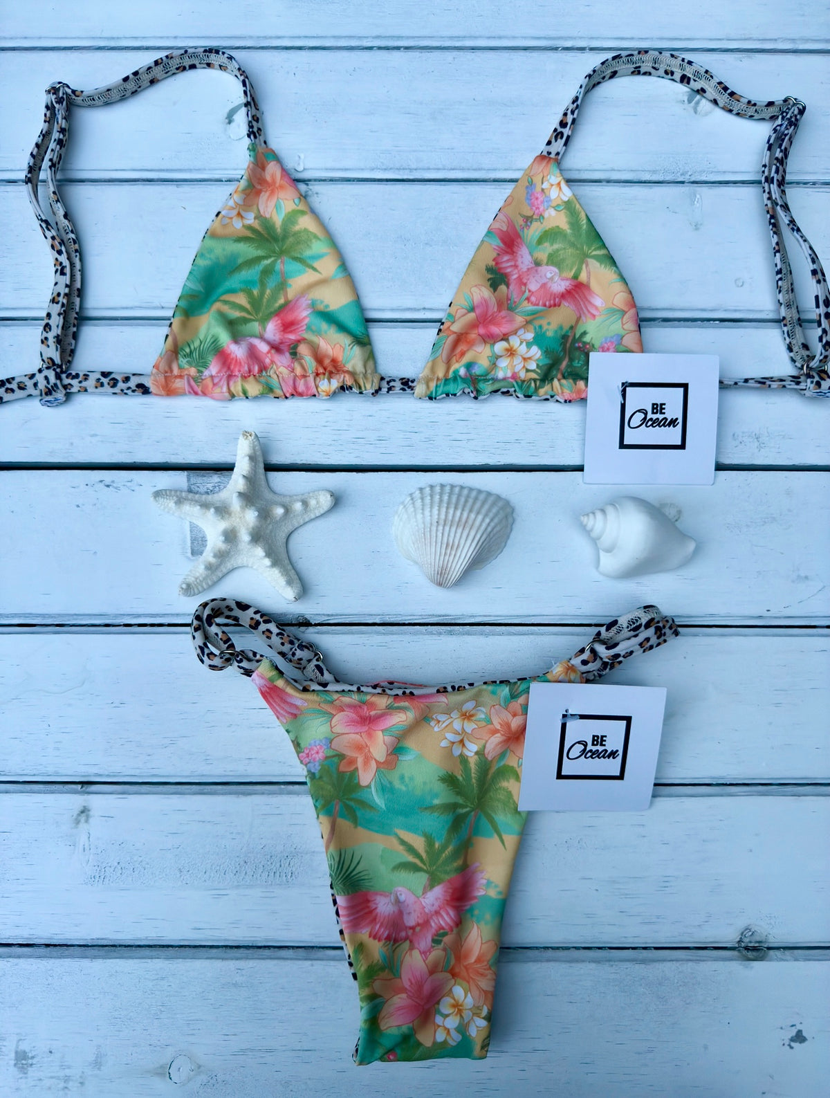 Micro Bikini One-size Thong & Non Padded Triangle Bra Set - REGINA HAPPINESS