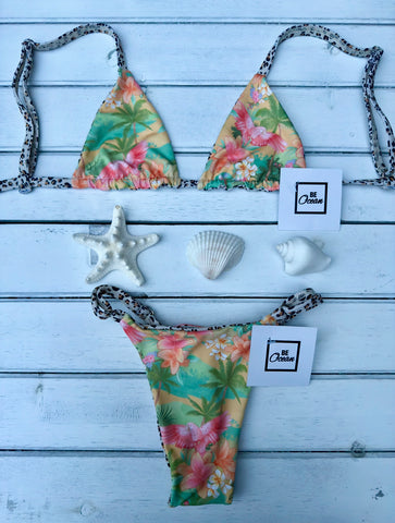 Micro Bikini One-size Thong & Non Padded Triangle Bra Set - REGINA HAPPINESS
