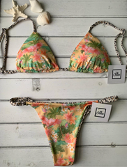 Reversible Thong & Triangle Padded Bra Bikini Set - REGINA HAPPINESS