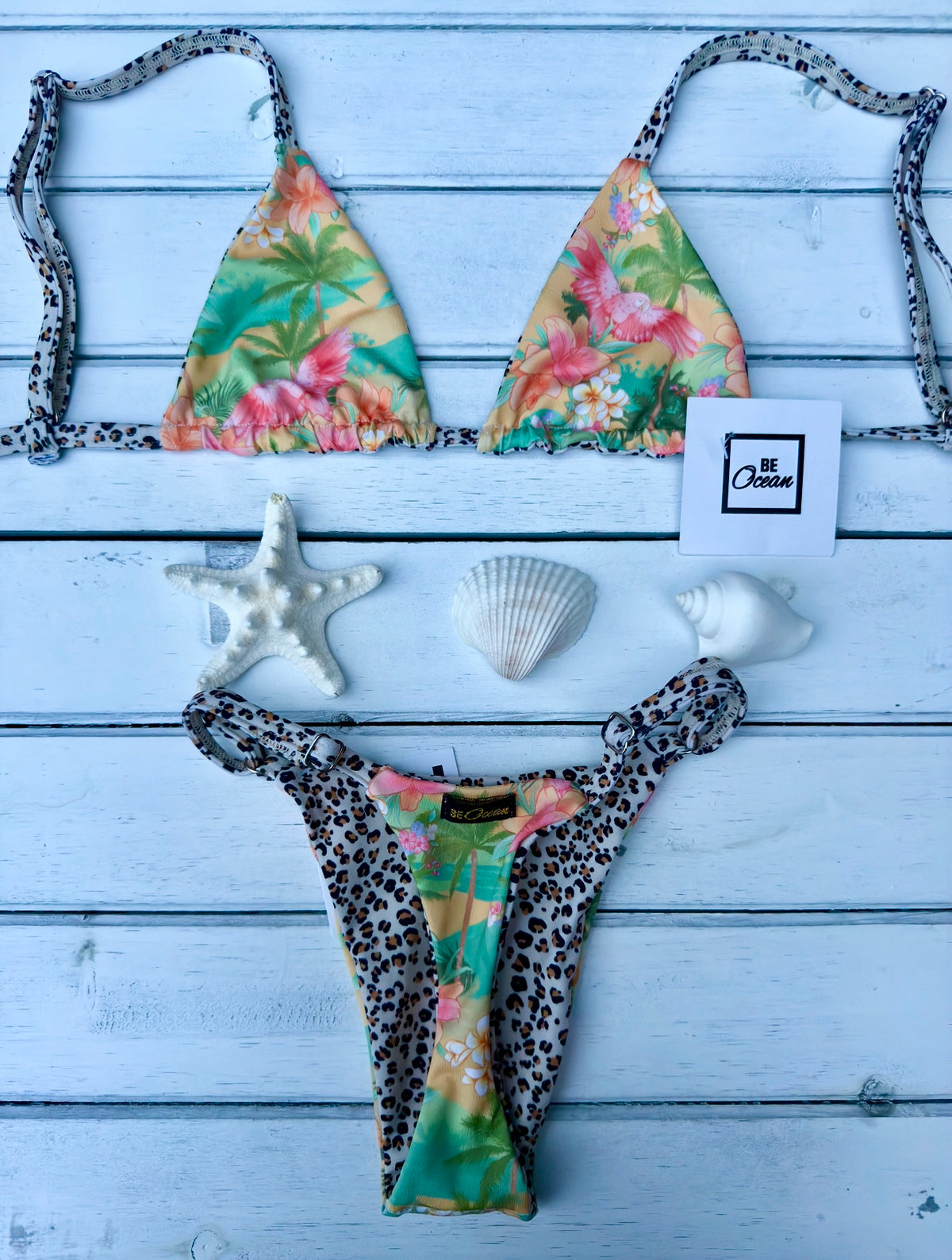 Micro Bikini One-size Thong & Non Padded Triangle Bra Set - REGINA HAPPINESS