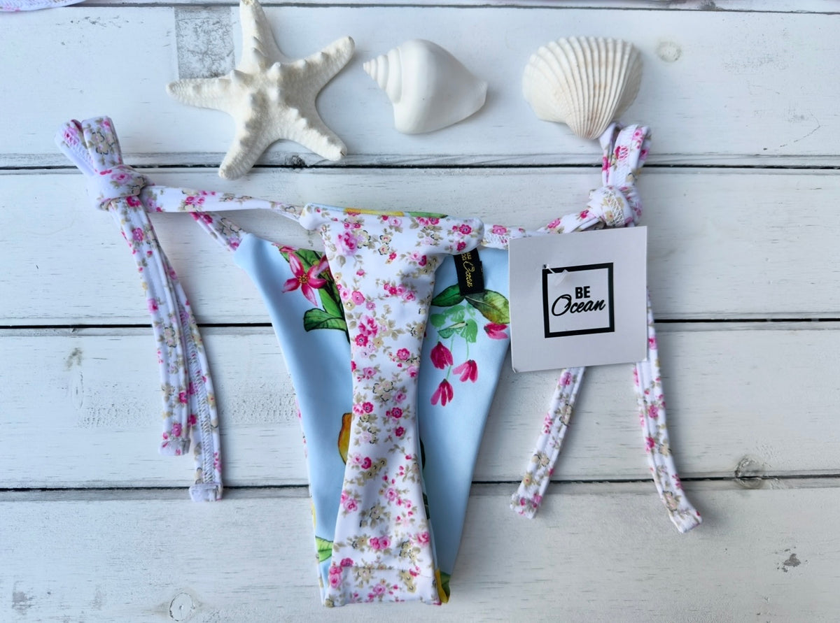 Micro Bikini One-size Thong & Non Padded Triangle Bra Reversible Set - PAMELA POSITANO