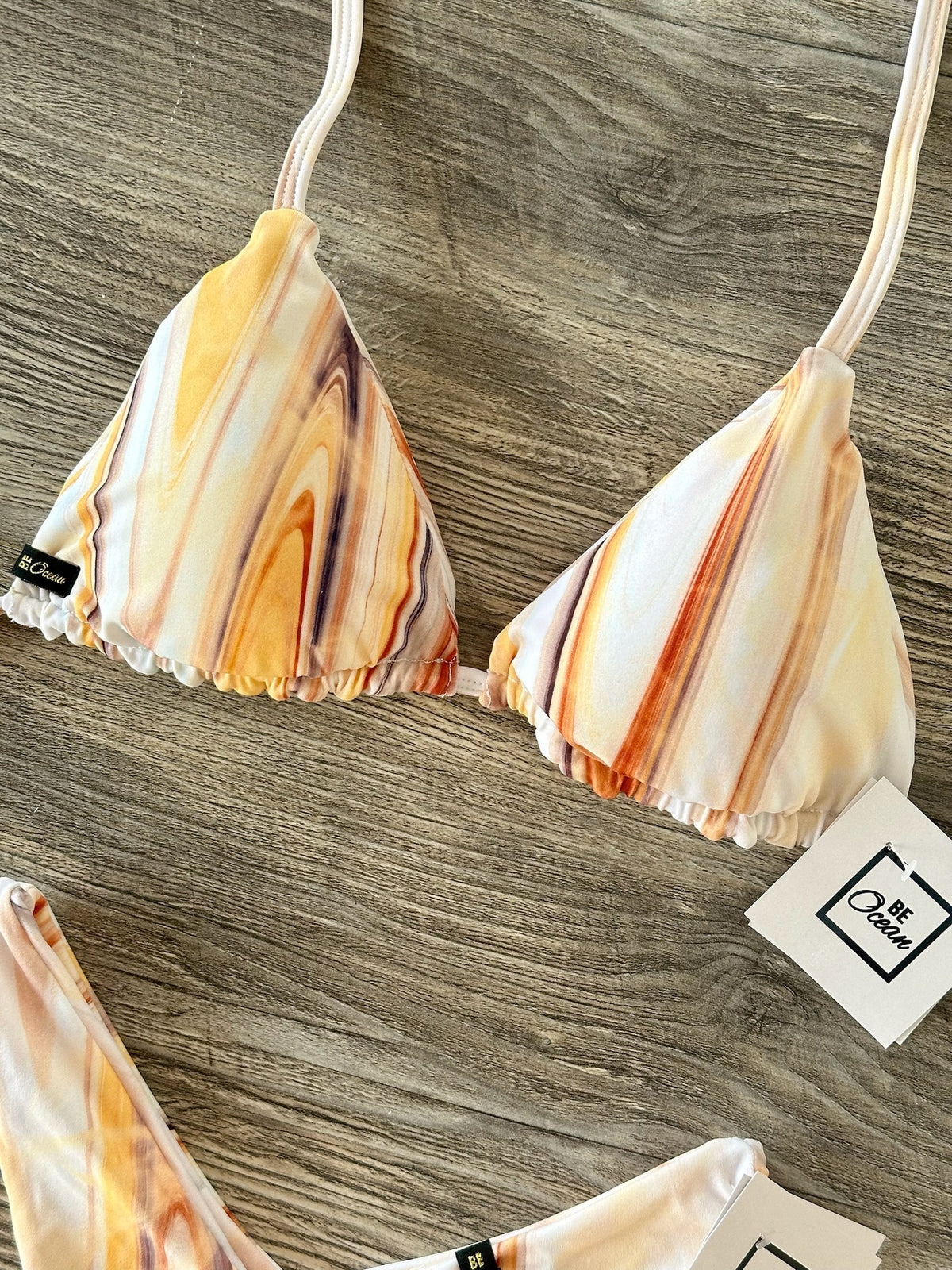 V-Cut Thong & Padded Bra Bikini Set - 
VANILLA