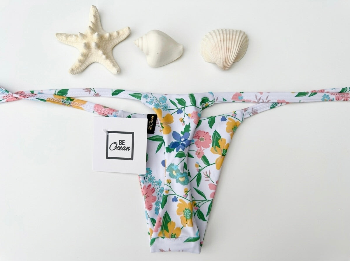 Micro Bikini One-size Thong & Non Padded Triangle Bra Set - PAMELA WIND