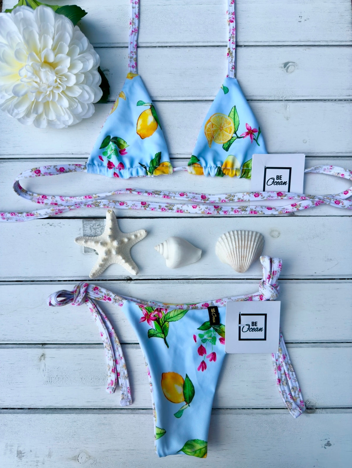 Micro Bikini One-size Thong & Non Padded Triangle Bra Reversible Set - PAMELA POSITANO