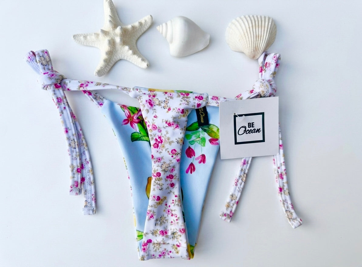 Micro Bikini One-size Thong & Non Padded Triangle Bra Reversible Set - PAMELA POSITANO