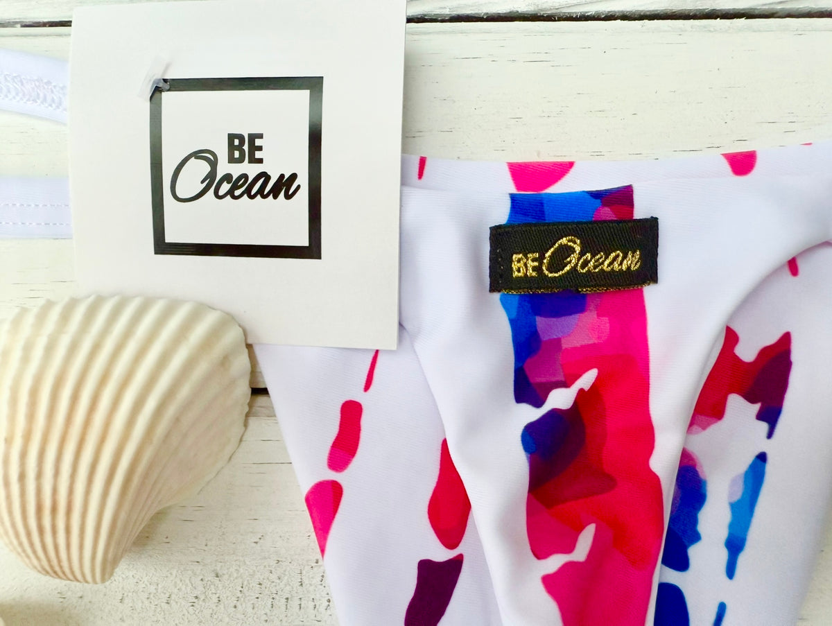 Micro Bikini One-size Thong & Non Padded Triangle Bra Set - WHITE & COLORS