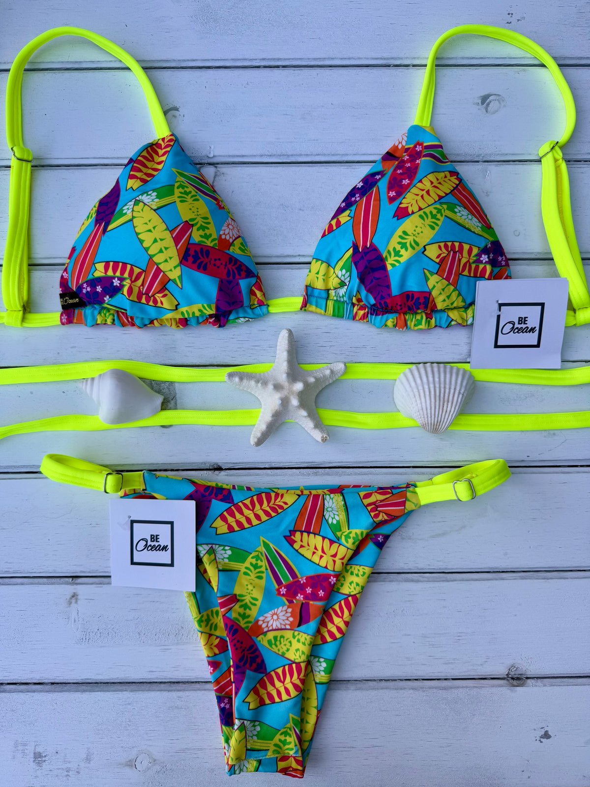 Triangle Thong & Padded Bra Bikini Set - REGINA SURFIN’ BIRD