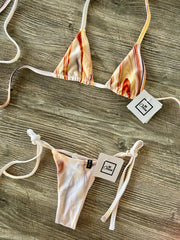 Micro Bikini One-size Thong & Non Padded Triangle Bra Set - VANILLA