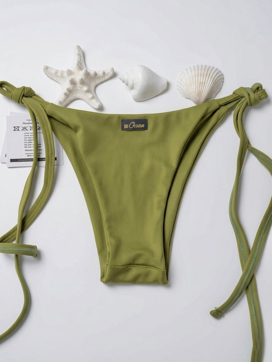 Triangle Thong & Padded Bra Bikini Set - PAMELA OLIVE GREEN