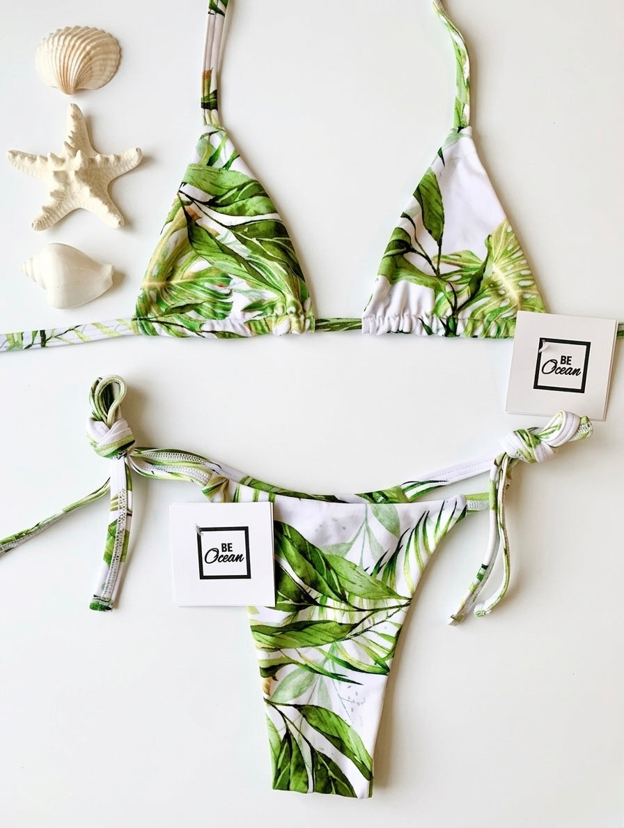 Micro Bikini One-size Thong & Non Padded Triangle Bra Set - PUERTO RICO