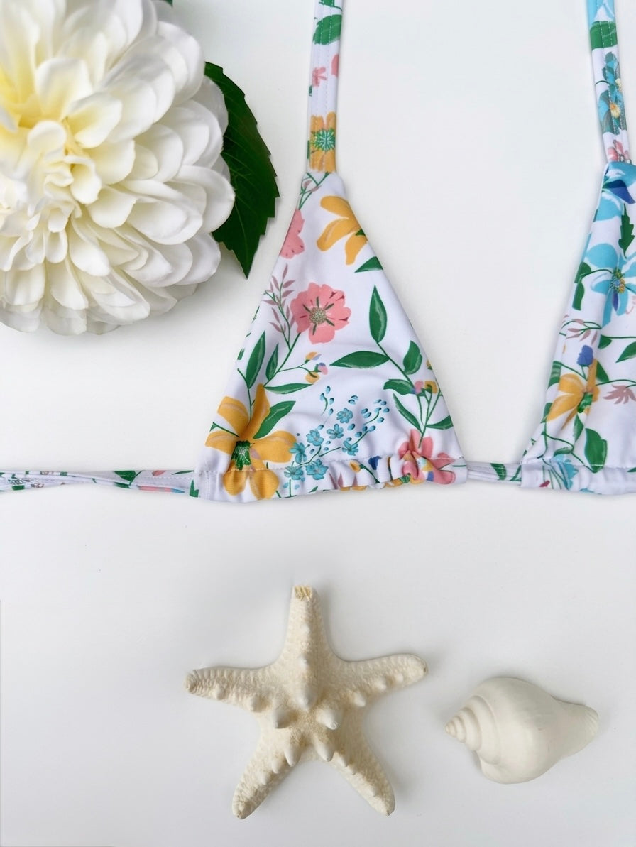 Micro Bikini One-size Thong & Non Padded Triangle Bra Set - PAMELA WIND