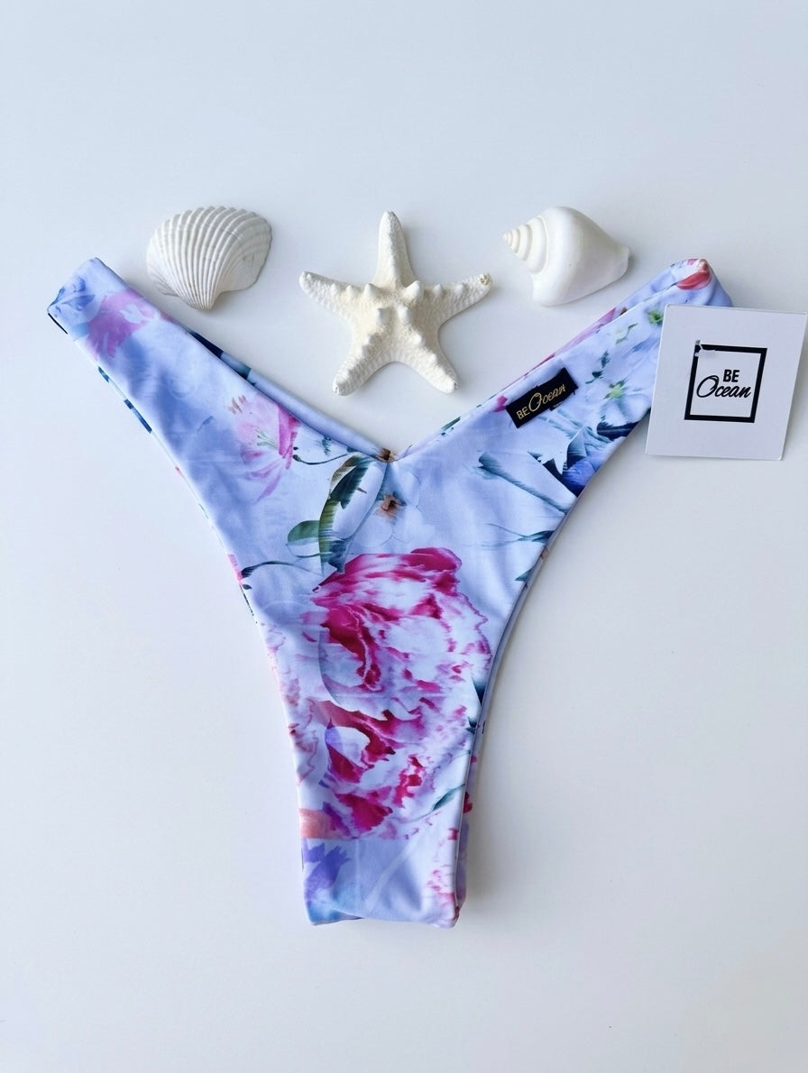Halter Top & V-Cut Thong Bikini Set - LOUISIANA BLOSSOM