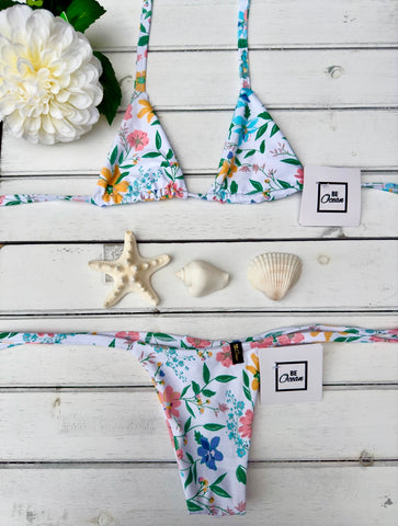 Micro Bikini One-size Thong & Non Padded Triangle Bra Set - PAMELA WIND