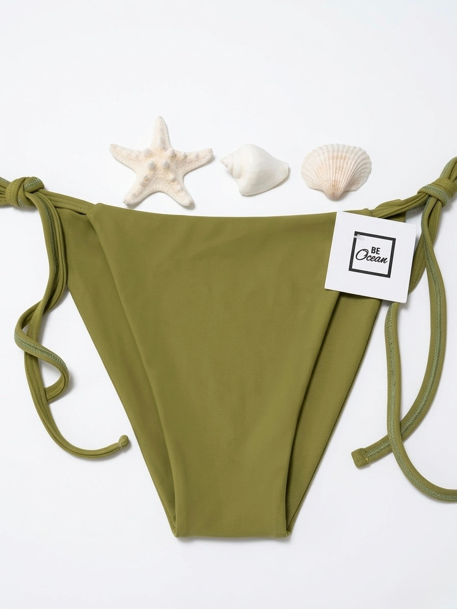 Cheeky Bottom (Not a Thong) & Padded Bra Bikini Set - PAMELA OLIVE GREEN