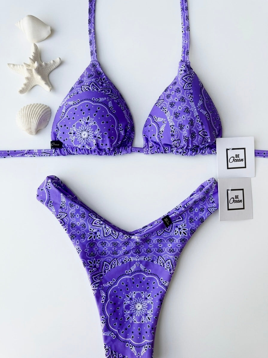 V-Cut Thong & Padded Bra Bikini Set - IN DA HOOD