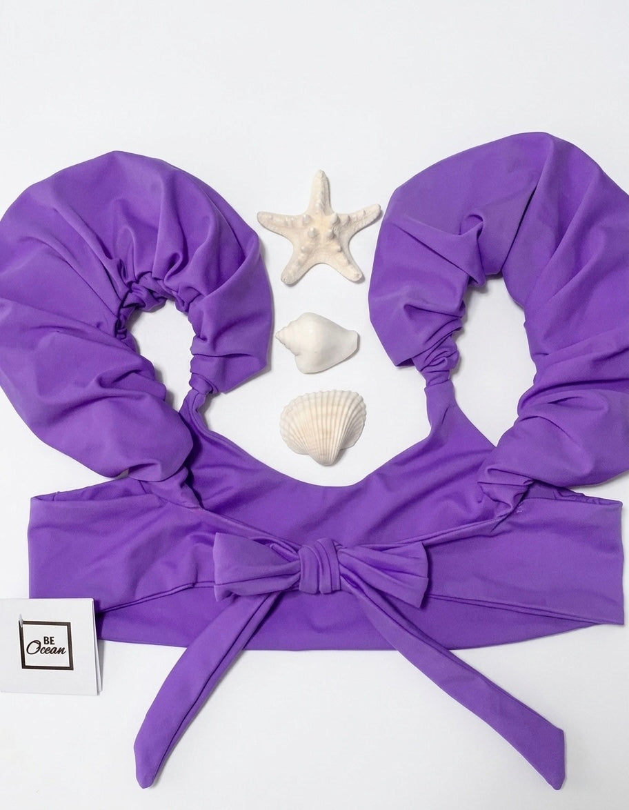 Princess Cut Non Padded Top & High-Waisted Thong Bikini Set - IRINA VIOLET