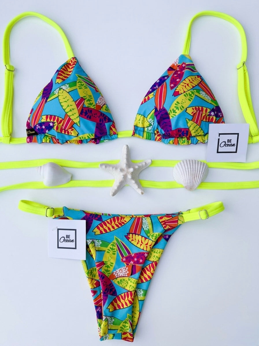 Triangle Thong & Padded Bra Bikini Set - REGINA SURFIN’ BIRD
