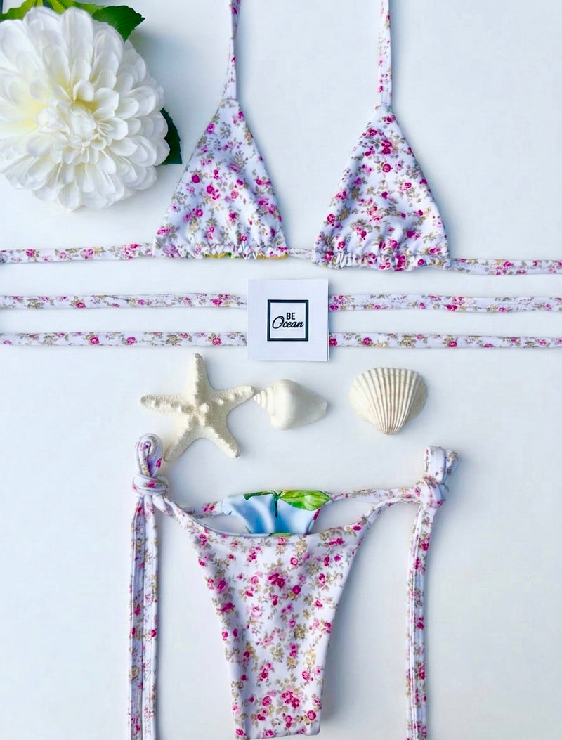 Micro Bikini One-size Thong & Non Padded Triangle Bra Reversible Set - PAMELA POSITANO