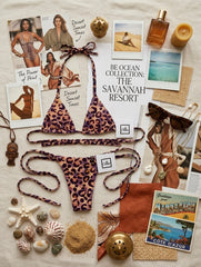 Micro Bikini One-size Thong & Non Padded Triangle Bra Set - PAMELA SMOOTH LEOPARD